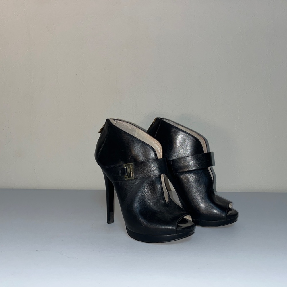 Michael Kors Black Leather Bootie Heels